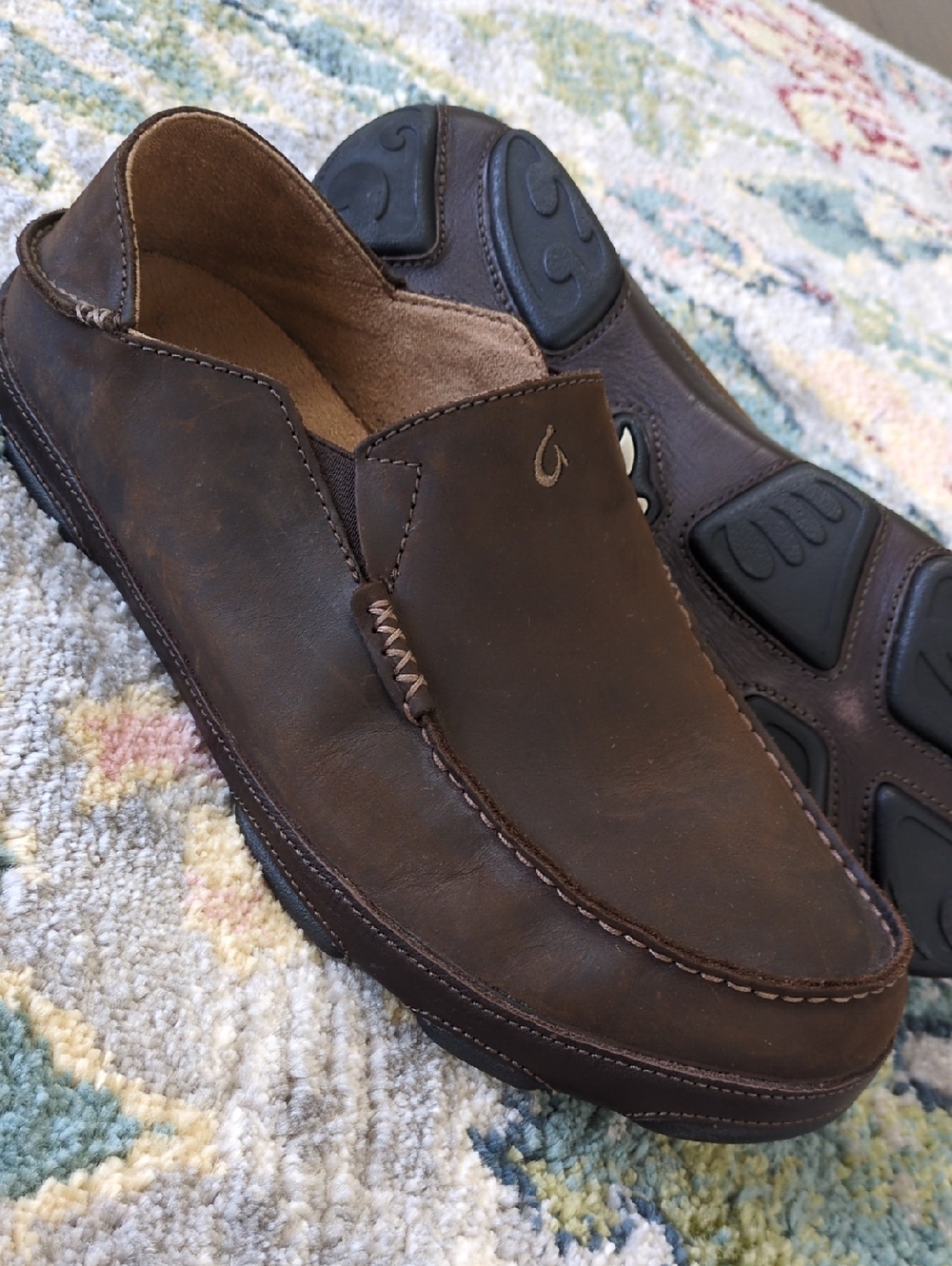 Olukai 'Moloa' Brown Leather Slip-On Loafers Men's Size 13
